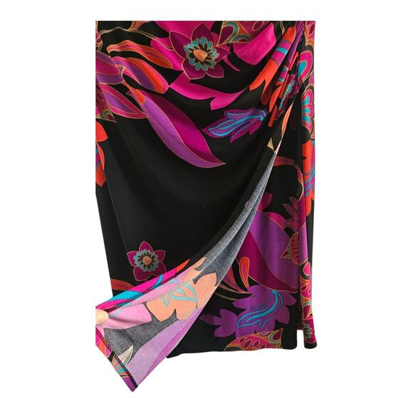 Evan-Picone Dress Sleeveless RETRO Floral Stretch Pullover Ruching MISSING SIZE - Picture 6 of 9